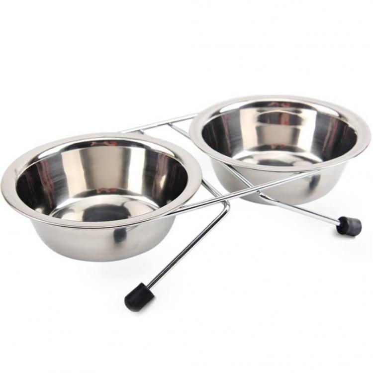 Doppelnapf Futterstation Futternäpfe aus Edelstahl Näpfe Hunde Katzen | M