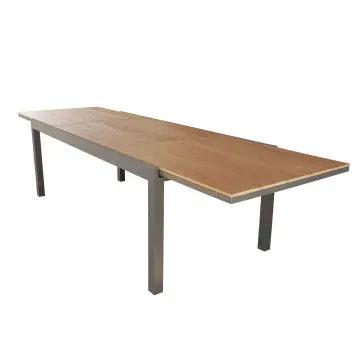 Tavolo allungabile Cayman in Alluminio con Piano in Polywood color Teak
