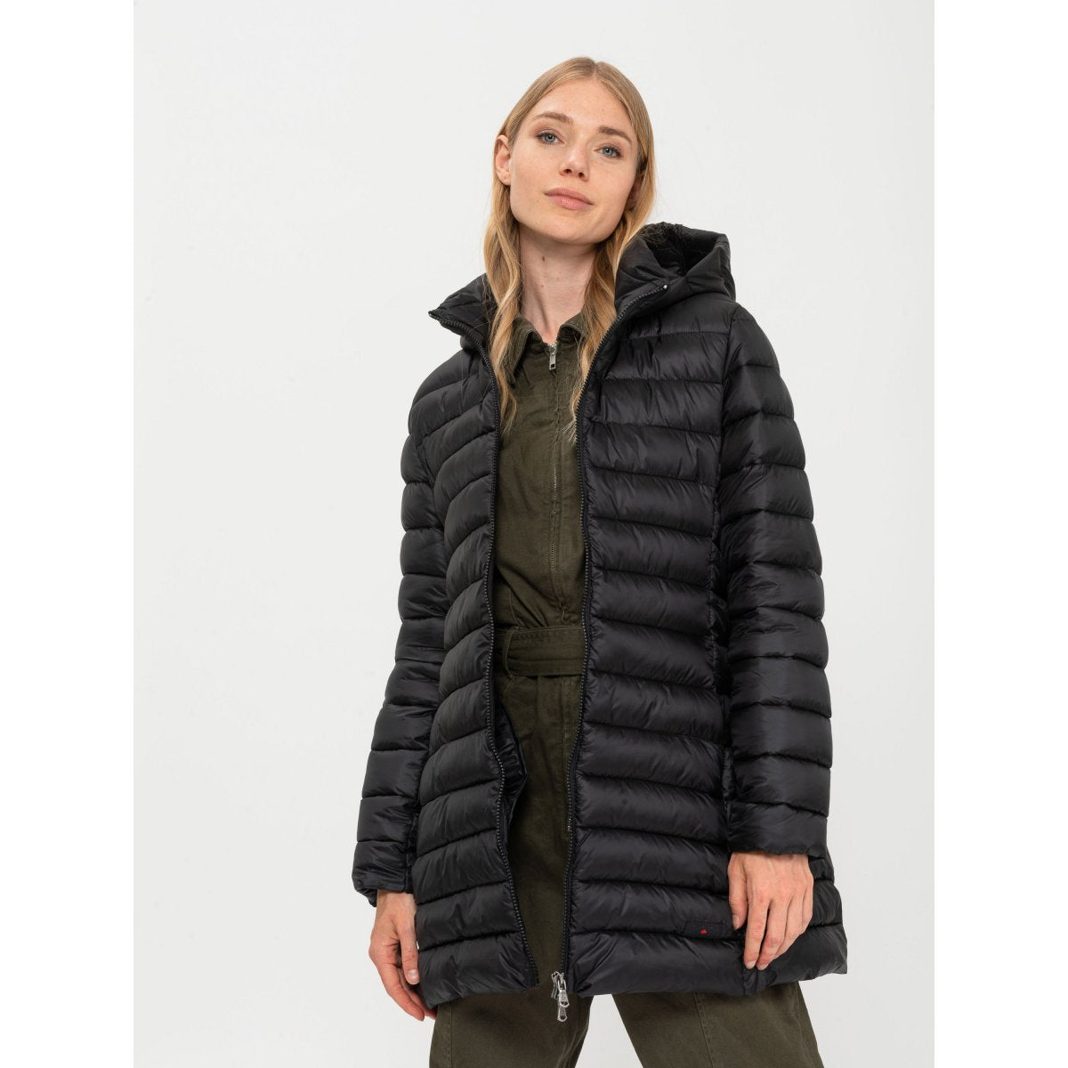 Canadian Women's Long Hooded Jacket Teslin Recycled CN.G220204WRE/BLA Black