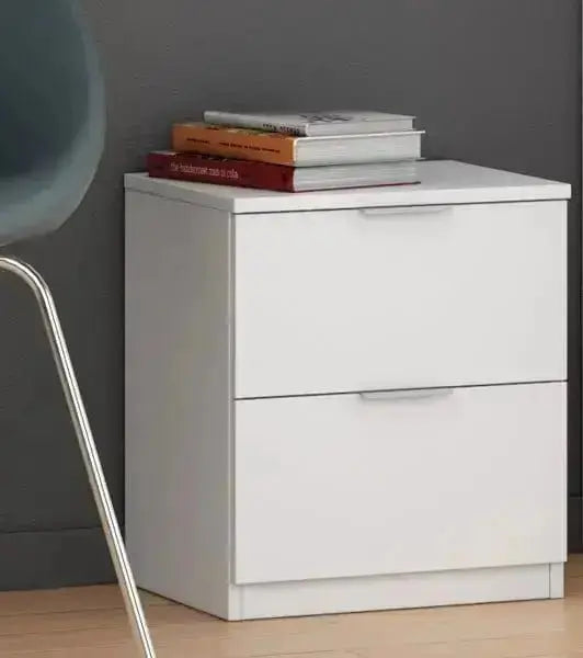 Comodino 2 cassetti bianco 38x34x45 cm