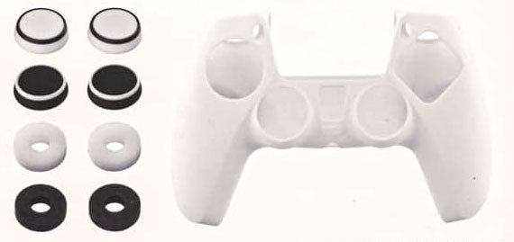 Panthek Full Kit Skin Ps5 + Grips Schwarz & Weiß Cover Controller Dualsense