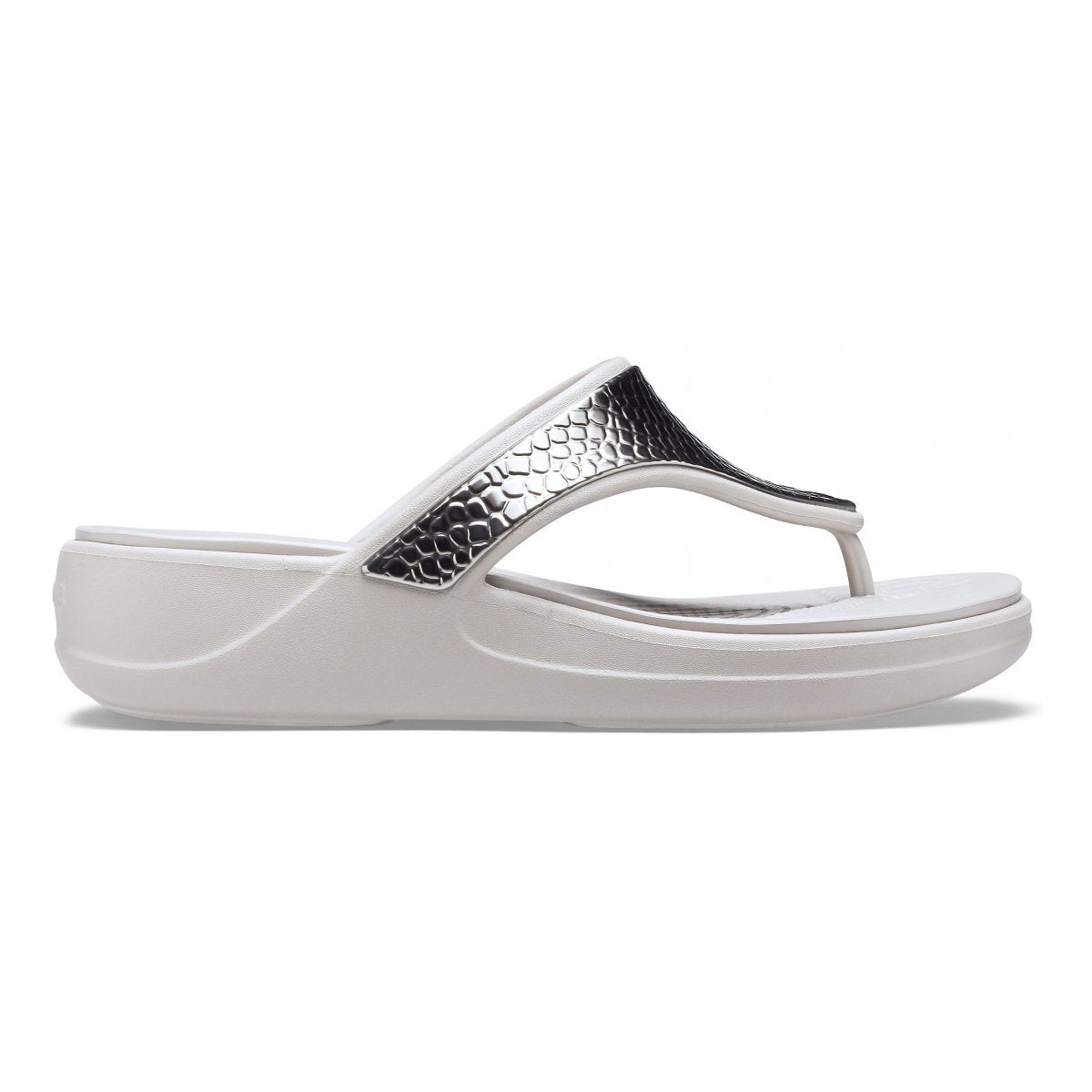 Crocs sandalo infradito da donna  Monterey Wedge Flip W 206303-0GO argento platino