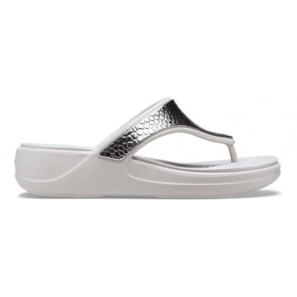 Crocs sandalo infradito da donna  Monterey Wedge Flip W 206303-0GO argento platino