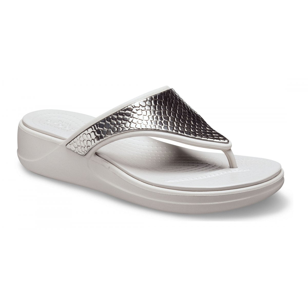 Crocs sandalo infradito da donna  Monterey Wedge Flip W 206303-0GO argento platino