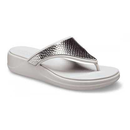 Crocs sandalo infradito da donna  Monterey Wedge Flip W 206303-0GO argento platino