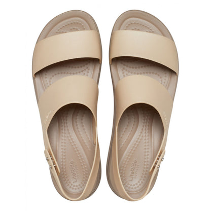 Crocs sandalo da donna Brooklyn Metallic Low Wedge 207641 99P metallic champagne