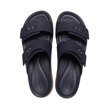 Crocs sandalo da donna con zeppa Brooklyn Buckle Low Wedge W 207431-4LH deep navy