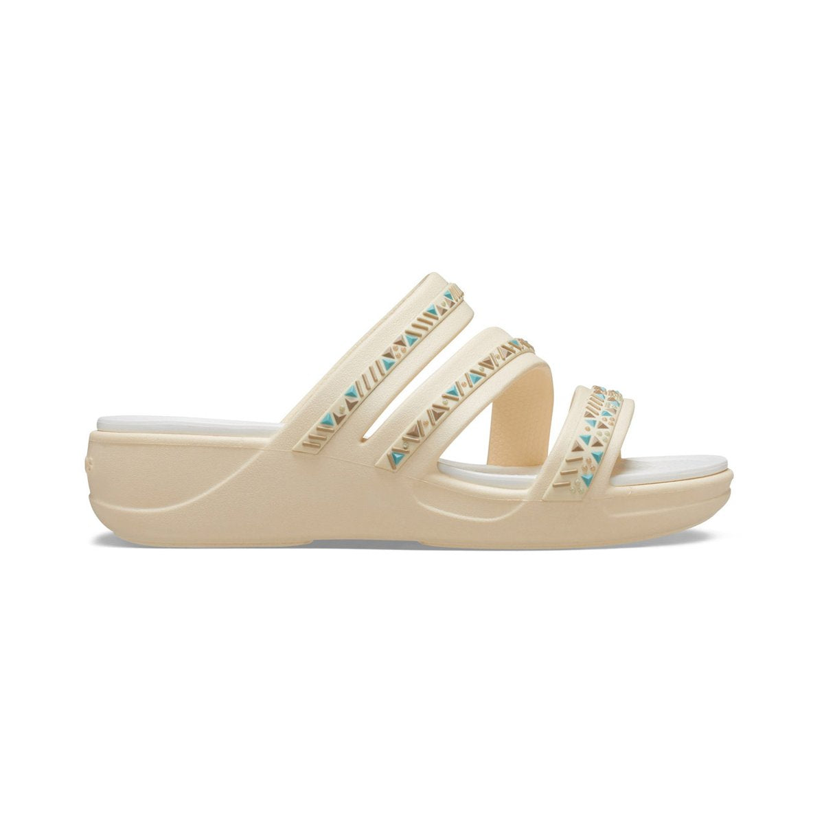 Crocs sandalo da donna Boca Medallion Strappy Wedge W207431-108 vanilla