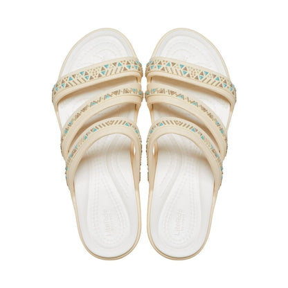Crocs sandalo da donna Boca Medallion Strappy Wedge W207431-108 vanilla
