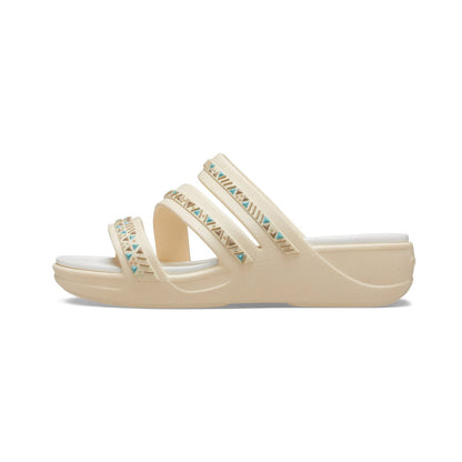 Crocs sandalo da donna Boca Medallion Strappy Wedge W207431-108 vanilla