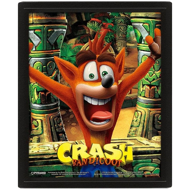 Pyramid - Crash Bandicoot (Mask Power Up) 3D-Wackelbild-Poster gerahmt PS4