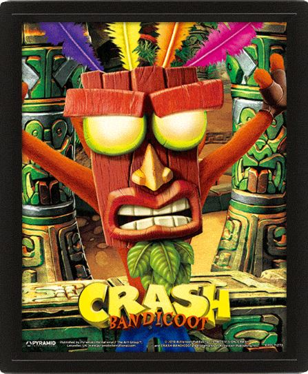 Pyramid - Crash Bandicoot (Mask Power Up) 3D-Wackelbild-Poster gerahmt PS4
