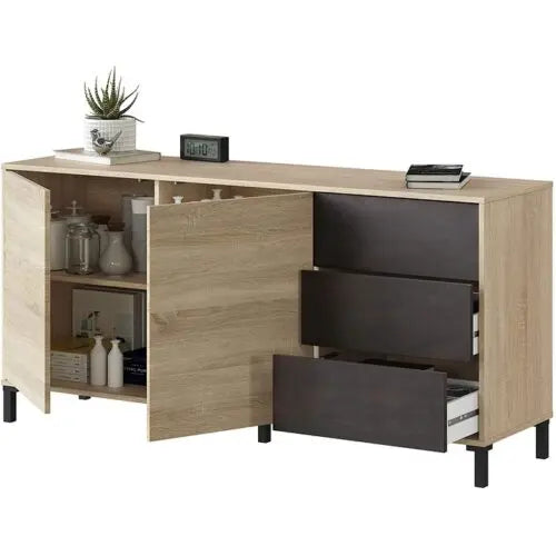 Credenza in Rovere Ossido con 2 Ante e 3 Cassetti