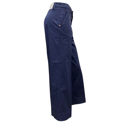 CafèNoir pantalone culotte da donna in tinto capo c7JP0226 B020 blu