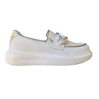 CafèNoir scarpa mocassino da donna con catena C1DE1016 W011 bianco-platino