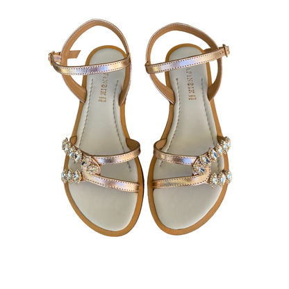 CafèNoir Sandalo Donna Pelle Laminata Accessorio Strass Gilda C1GE2010 L010 Oro Rosa