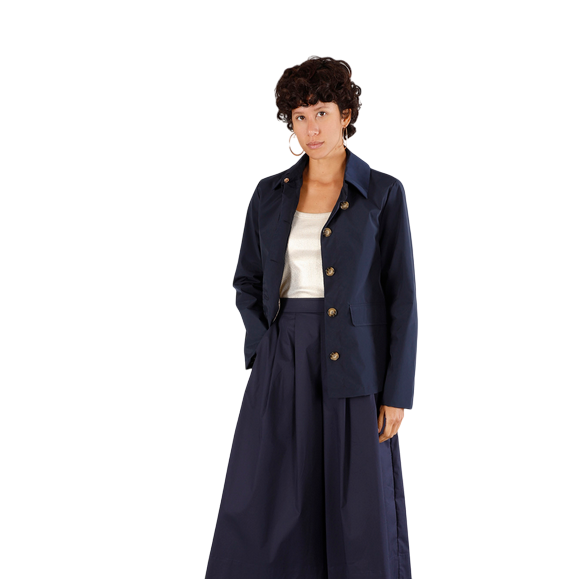 CafèNoir spolverino corto da donna in  tessuto tecnico C7JI0089 B020 blu