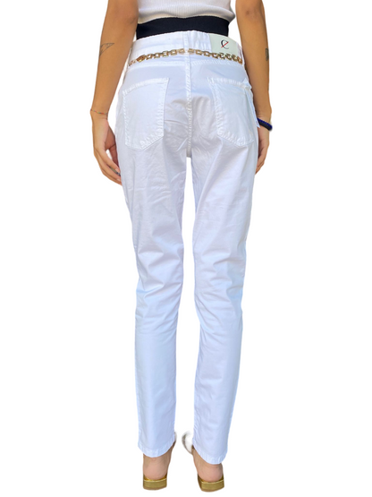 CafèNoir pantalone aderente in tinto capo C7JP0169 W001 bianco