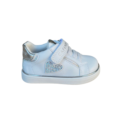 Cafè Noir scarpa da bambina con laccio elastico e velcro C-2540w bianco