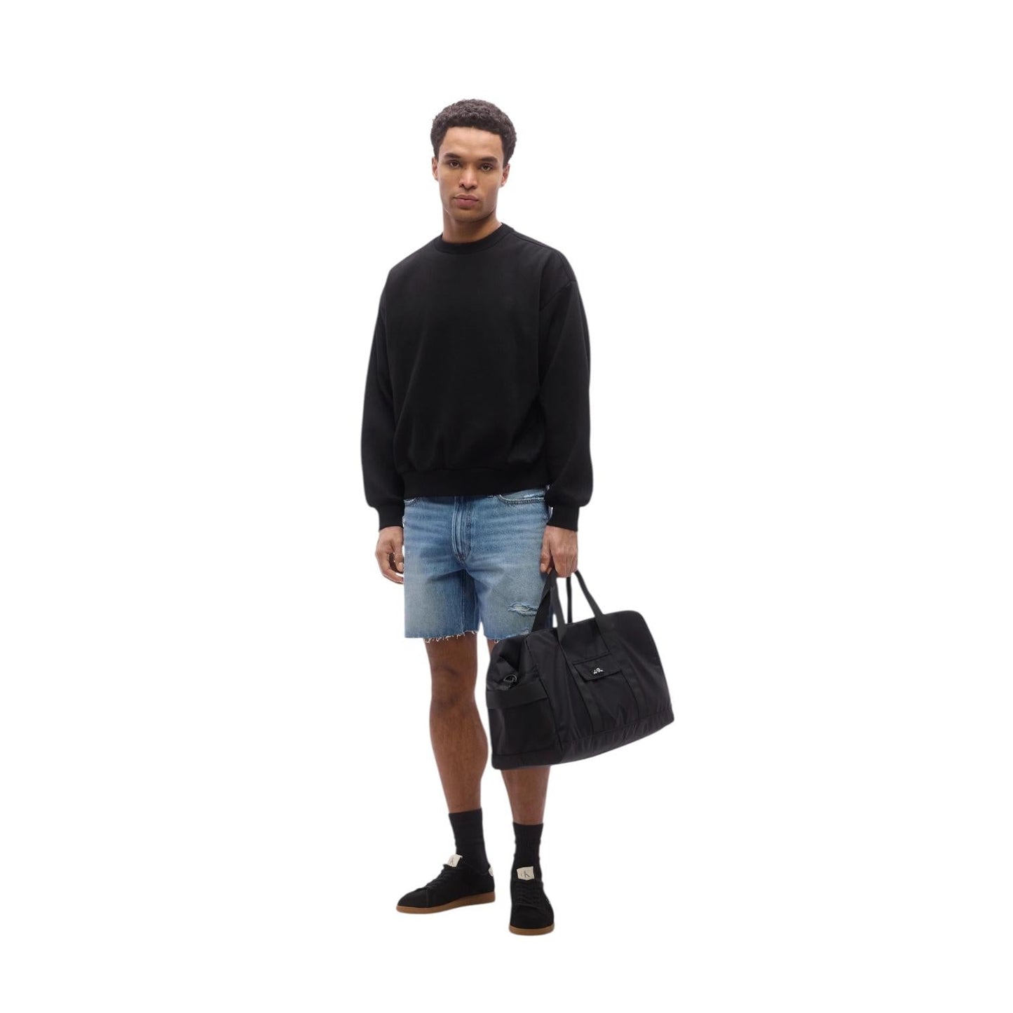 Calvin Klein Bermuda Jeans Uomo LV04RF790GXBI Blu Chiaro Strappati