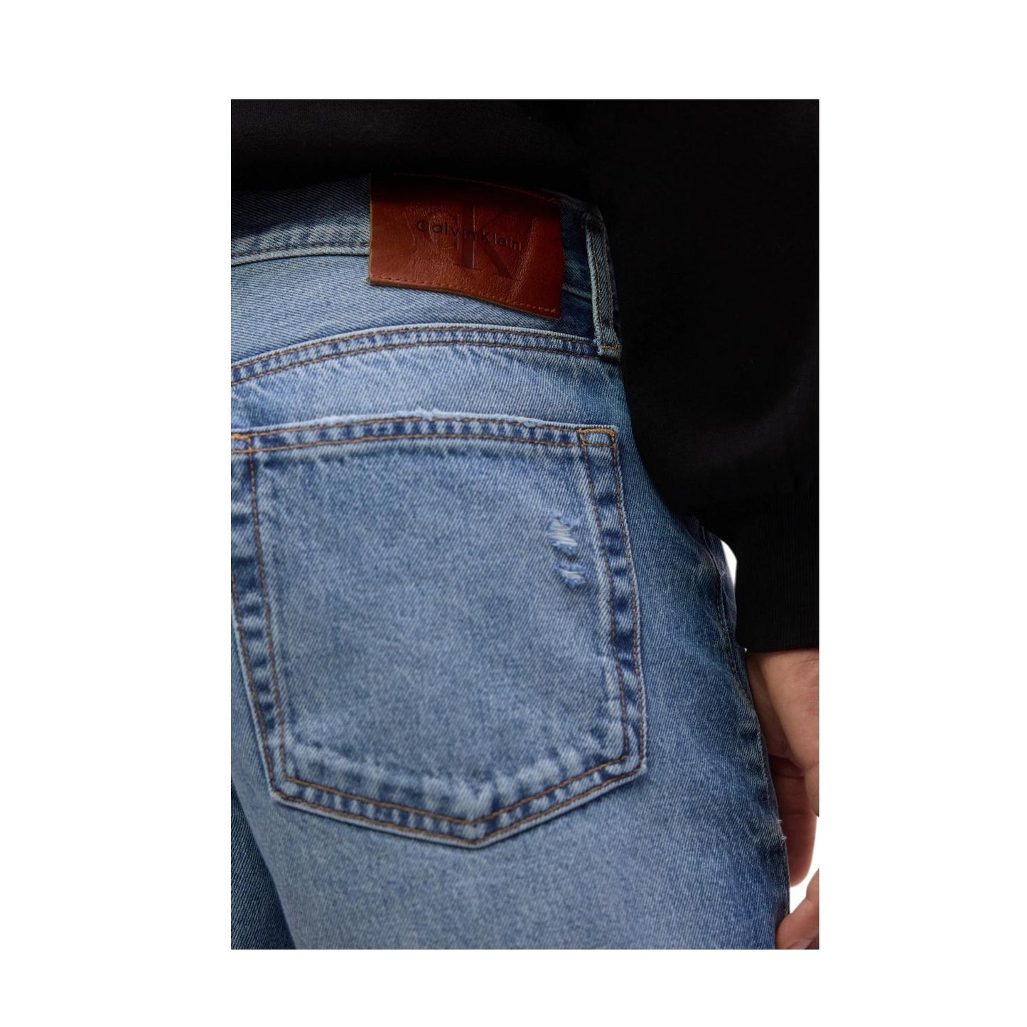 Calvin Klein Bermuda Jeans Uomo LV04RF790GXBI Blu Chiaro Strappati