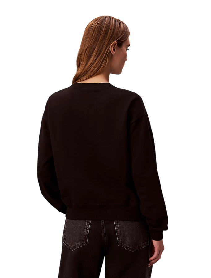 Calvin Klein Felpa Monologo LV047B234GUB1 Nero | Donna relaxed spugna cotone logo minimal