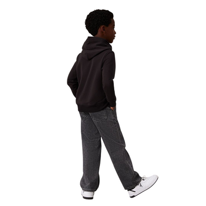 Calvin Klein Felpa con Cappuccio Unisex Junior INST. LOGO IU0IU00679BEH Nera