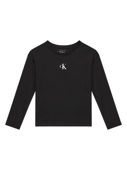 Calvin Klein IG0IG02135 BEH Maglietta Manica Lunga Ragazzo Nero - T-shirt Logo CK Comfort e Stile