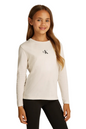 Calvin Klein IG0IG02135 YAF White Boy's Long Sleeve T-Shirt - CK Logo T-shirt Comfort and Style