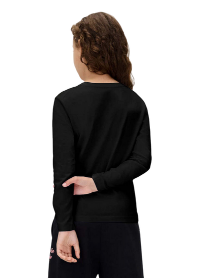Calvin Klein IU0IU00717 BEH Black Maglietta Manica Lunga Junior - T-shirt Chest Logo Comfort e Stile