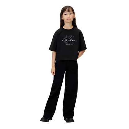 Calvin Klein Jeans High Rise Wide Leg IG0IG029981BY Blu per Bambina - Jeans a Vita Alta con Gamba Larga