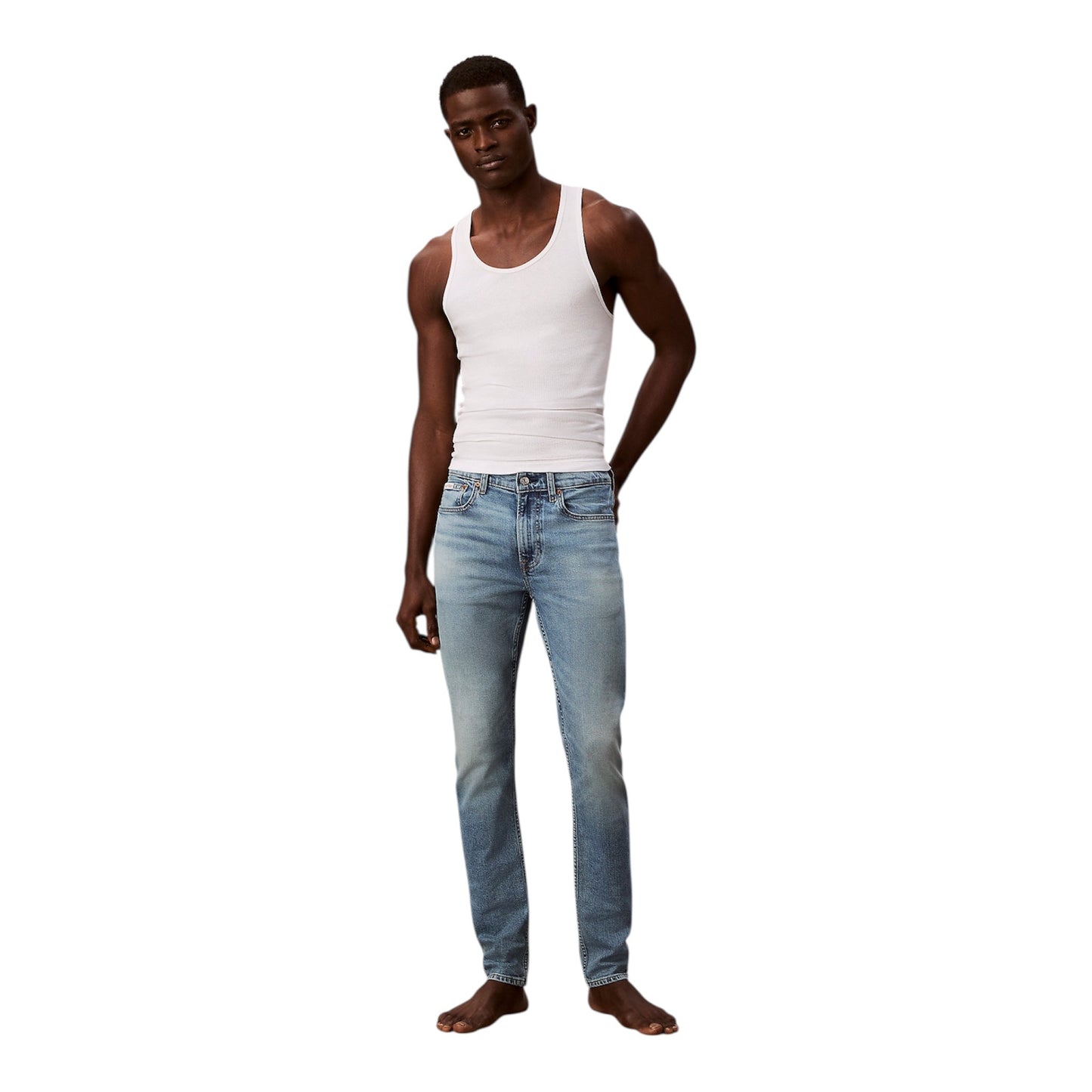Calvin Klein Jeans Slim Tapered Uomo LV04RE700G Blu Chiaro Slavato