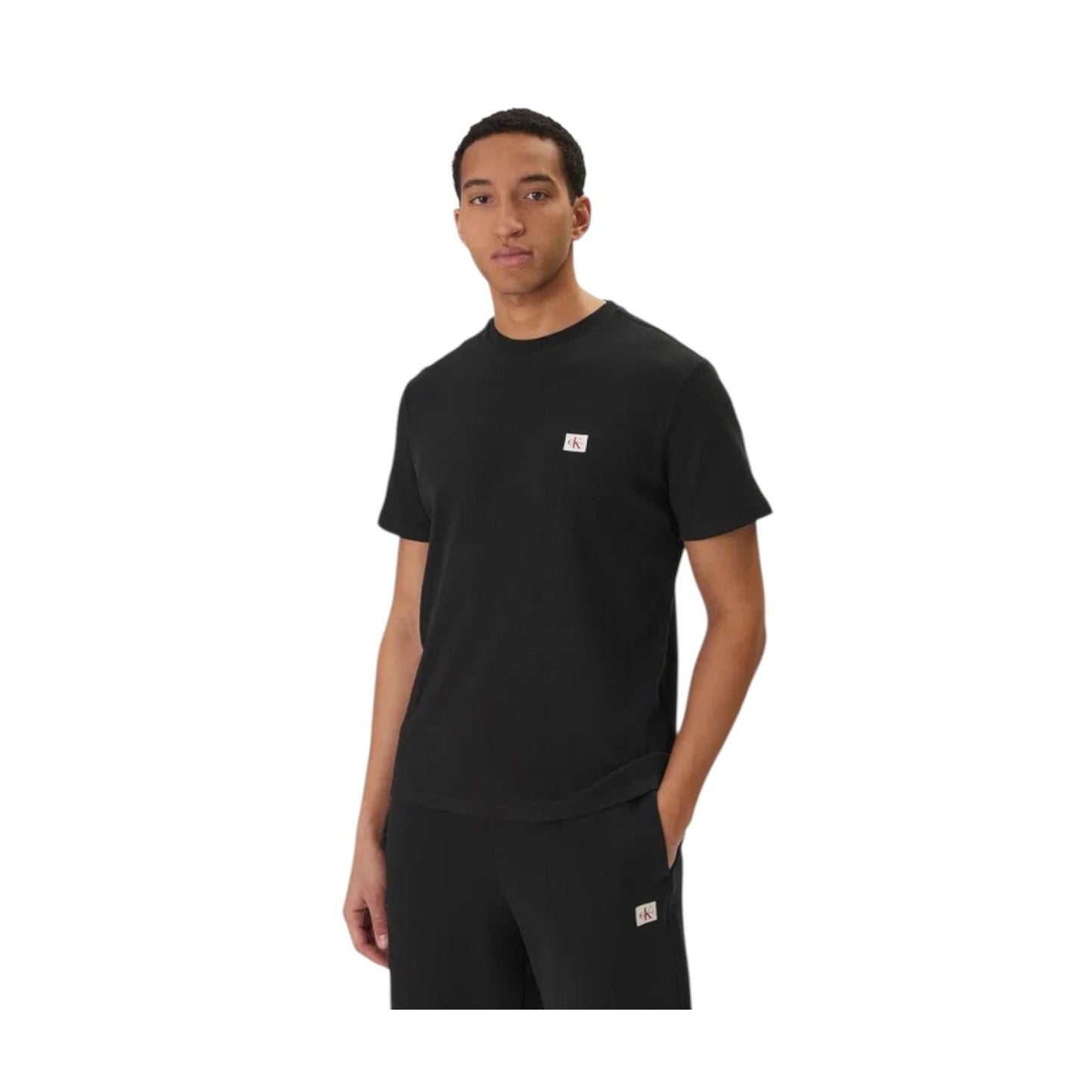 Calvin Klein Jeans T-shirt Waffle Badge LV04RD008G Nero Regular Fit