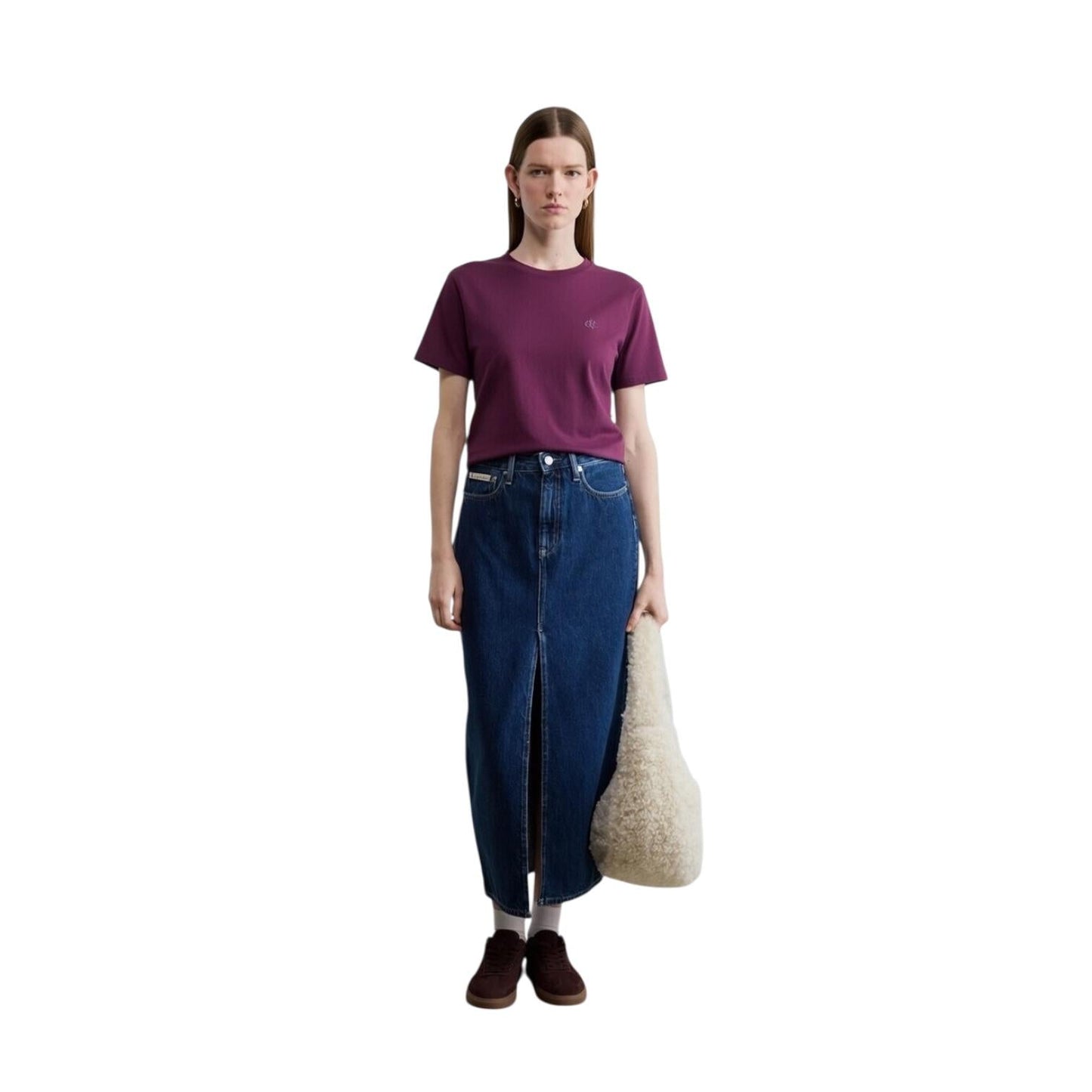 Calvin Klein T-shirt Donna Jersey Monogramma LV047B224G2E5 Berry Glaze