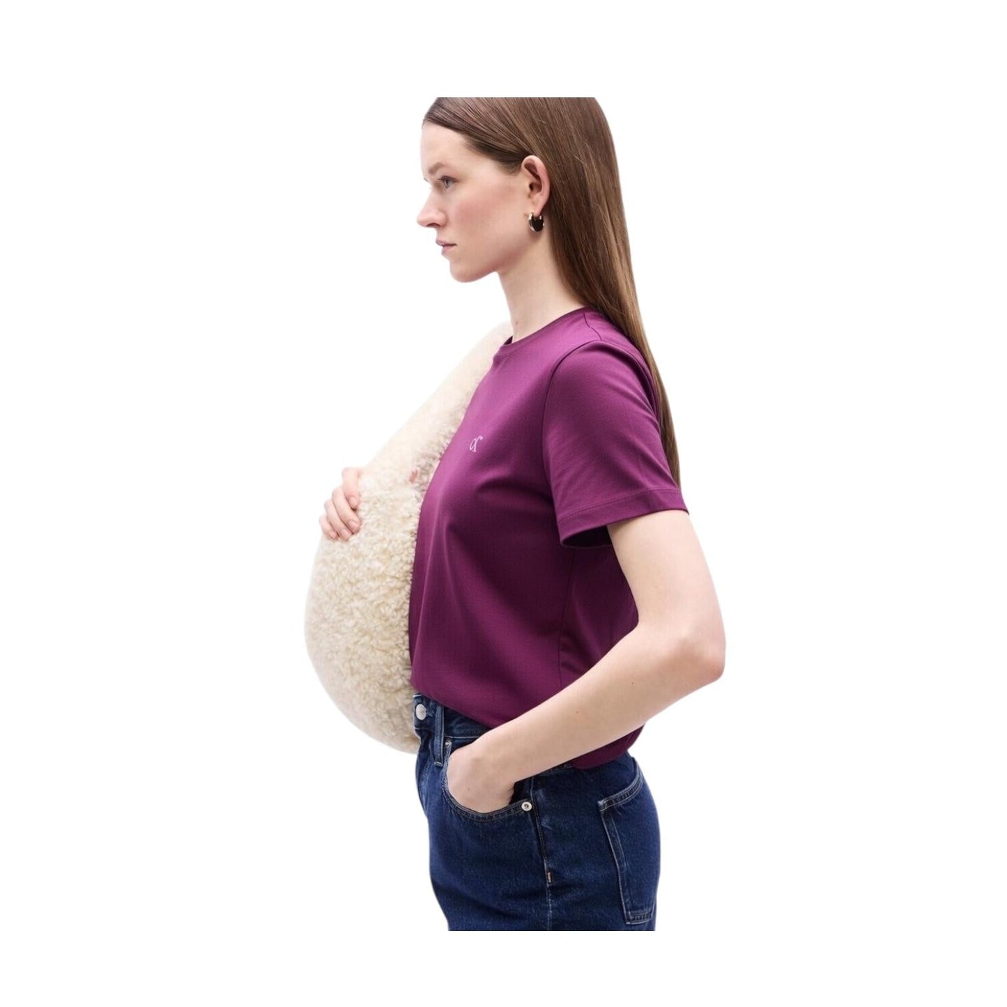 Calvin Klein T-shirt Donna Jersey Monogramma LV047B224G2E5 Berry Glaze