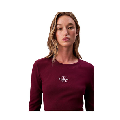 Calvin Klein T-shirt Donna Maniche Lunghe Monologo LV047A803G2E5 Berry Glaze