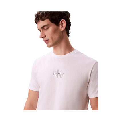 Calvin Klein T-shirt Uomo Monogramma Logo LV04RB866GYAF Bianco