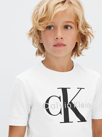 Calvin Klein T-Shirt Logo Bambino LV1CKSJA33 Bianca | 8-16 Anni