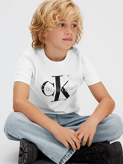 Calvin Klein T-Shirt Logo Bambino LV1CKSJA33 Bianca | 8-16 Anni