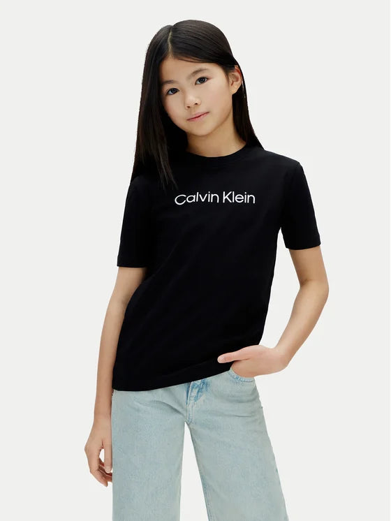 Calvin Klein T-shirt Junior Manica Corta Nera Logo - LV1CKSJA29 BEH