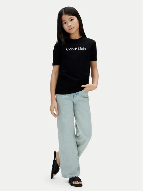 Calvin Klein T-shirt Junior Manica Corta Nera Logo - LV1CKSJA29 BEH