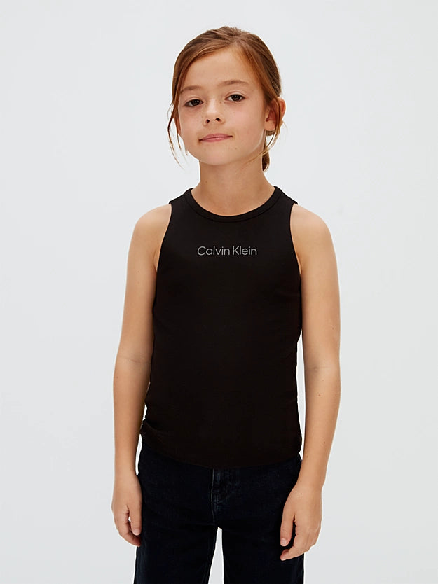 Calvin Klein Top Punto Milano Ragazza Cutout Nera Logo CK - LVCKSJB20G BEH