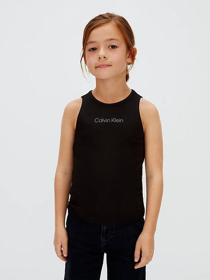 Calvin Klein Top Punto Milano Ragazza Cutout Nera Logo CK - LVCKSJB20G BEH