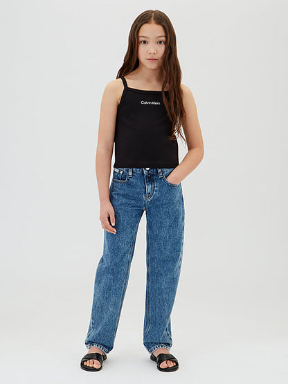 Calvin Klein Top Spalline Punto Milano Ragazza Nero - LVCKSJB12G BEH