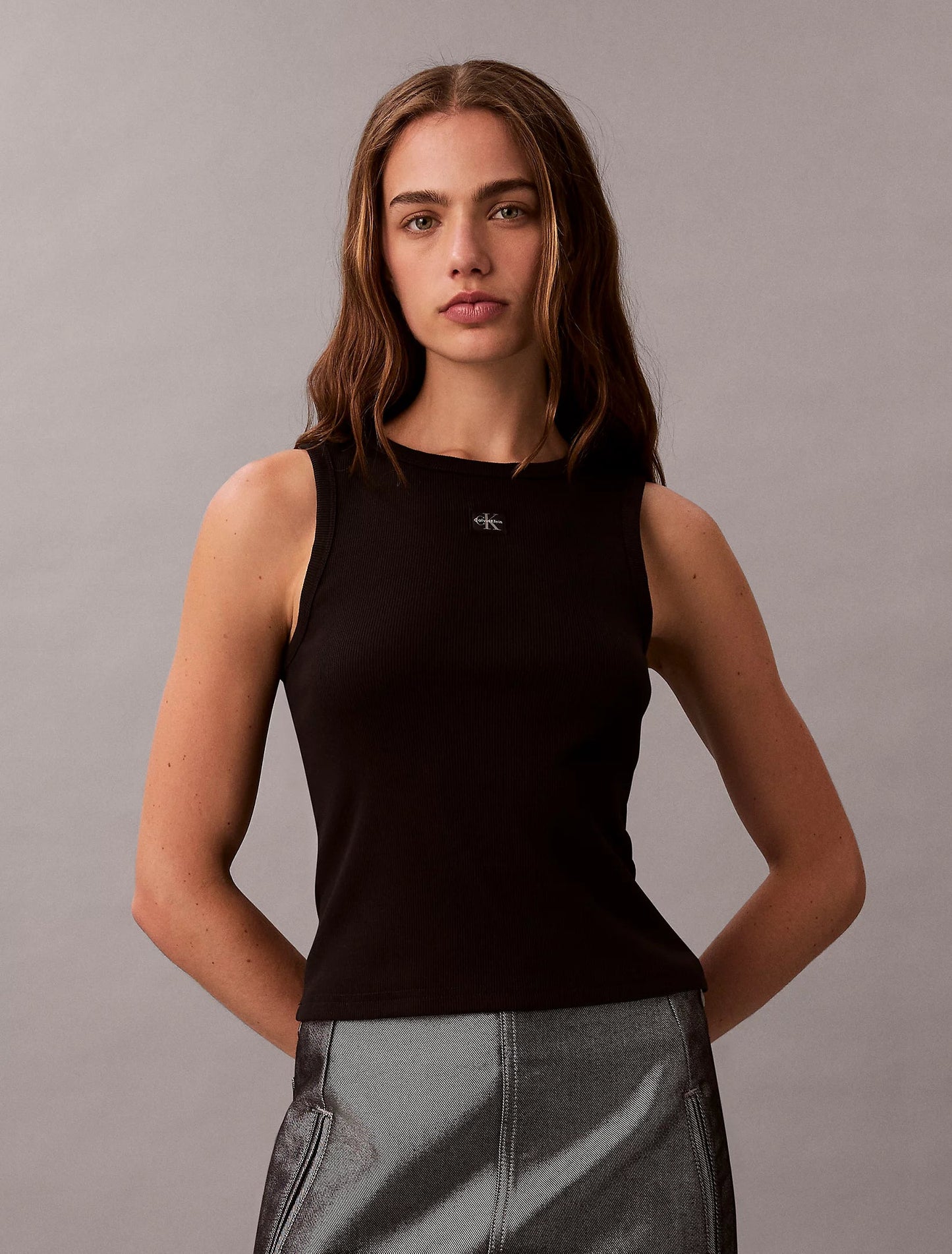 Calvin Klein Canotta Donna Costina Logo Vogatore LV047C201G UB1 Nero PE26