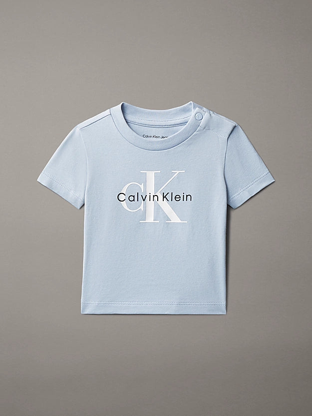 Calvin Klein Maglietta Infant CK Logo LVCKSJA47B Celeste 6-36 Mesi