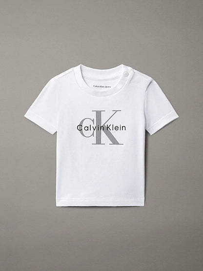 Calvin Klein Maglietta Infant CK Logo LVCKSJA47B Bianco 6-36 Mesi