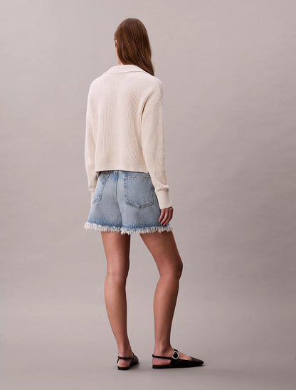 Calvin Klein Short Denim Donna Sfrangiato Relaxed Anni '90 LV047F765G XHE Blu PE26