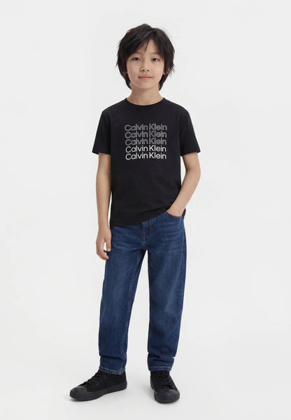 Calvin Klein T-Shirt Junior Stacked Logo LVCKSJA10B Nera | 8-16 Anni