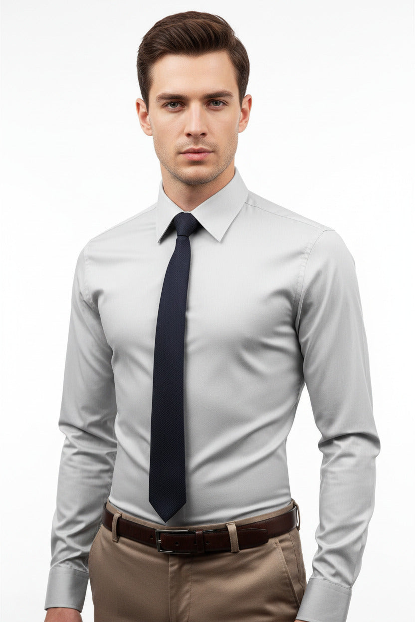 Camicia Uomo Slim Fit a Tinta Unita con Bottoni